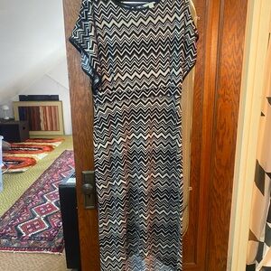 Johnathan Martin Black Ruched Sheath Maxi Dress with Dolman Sleeves size 14